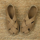 Retro Soft Closed Toe Sandals For Women Luxury Sandals Summer Slip On Summer Beach Sandals Genuine Leather Ladies