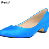 dignified Women's Round Toe Casual Shoes PU Leather Low Heels Pumps Flat wedding shoes