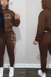Two Piece Set Women Hooded Sweatsuits Fashion Pink Letter Leopard Print Tracksuit Casual Female Outfits Streetwear