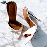 Heel Slippers Women Shoes Summer Peep Toe Mixed Colors Stiletto Sandals Sexy Party Ladies Shoes Luxury Woman