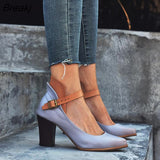 Women Pumps Fashion Women Shoes Party Wedding Super Square High Heel Thick Heel Purple Khaki Ladies