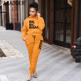 Fashion Hooded Clothes For Women Casual Letter Print Long Sleeve Top + Skinny Pants Two Piece Sets Female 2pcs