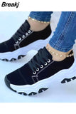 Sneakers Autumn Casual Breathable Solid Color Thick Sole Sneakers Fashion Running Walking Lace Up Sneakers Women Size