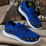Leopard Print Breathable Sneaker Women Comfort Non Slip Knitted Casual Falts Woman Lightweight Plus Size Walking