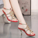 The Summer Of 2024, The New Diamond Sandals For Women Wear Fashionable Open-Toed Crystal High-Heeled