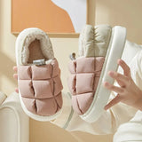 Women's Winter Warm Plush Cotton Slippers Thick Bottom Non Slip Waterproof Home Slippers for Women Indoor Outdoor Casual