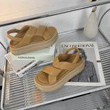 Cross Open-toed Sandals Women's 2024 Summer New Thick Sole Fashion Beach Roman