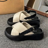 2023 Summer Women platform Sandals High Platform Leather Flip Flops Beach Comfort Casual Thick Bottom Slides Sandals