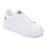 Women Casual Shoes New Spring Fashion Embroidered White Breathable Flower Lace-Up