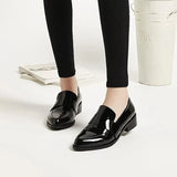for Women 2023 Pointed Toe Ladies Summer Footwear Low Heel Elegant Black Moccasins Formal Korean Style Chic Point