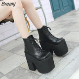 Boots for Women Quality Fashion Stage DJ Punk Goth Woman Shoes Chunky Chelsea High Heel Ankle Boots Autumn Thick