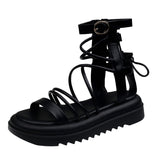 Summer Fashion Simple Thick Bottoming Retro Womens Flat Sandals with Heel Strap Slip on Sandals for Women Wide