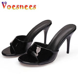 2023 New Women Nude Color Slippers Mule High Heels Slippers Sandals Sexy Daily 9cm Beige Pointed Toe Slides Party