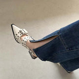 Woman 2024 Trend Women Chunky Sandals Summer Shoes Fashion Mid Heels Pointed Toe Party Shoes Brand Casual