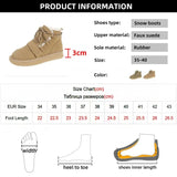 Slip Warm Snow Boots Women Winter Flat Heels Cotton Padded Shoes Woman Faux Suede Lace Up Ankle Boots Women's Plush