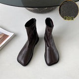 Women's Shoes White Ankle Boots Boots-Women Zipper Flat Heel Fashion Low 2023 Autumn Rock Rubber Leather Ladies Rome PU