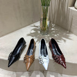 Pointed Toe Low Heel Pumps Women Shoes Brand Belt Buckle Shallow Slip On Ballet Elegant Pumps For Party