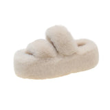 Thick-Soled Woolen Slippers For Women's 2024 Autumn And Winter New Korean Parallel Bars Soft-Soled Outdoor Cotton