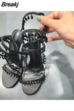 Strap Crystal Sandals Woman Summer 2023 Elegant Rhinestone Women's Luxury Sandals Sweet Ladies High-heeled Sandals