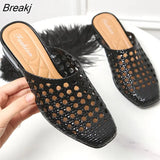 New Summer Outdoor Beach Shoes Slippers Soft Women's Sandals Hollow Out Mid Heel Footwear Antiskid Closed Toe