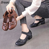 2023 Spring Autumn New Retro Genuine Leather Platform Shoes Women's Pumps High Heel Soft Bottom Shoes Women