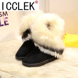 Women Slip on Flat Cotton Shoes Women Light Ankle Boots Female White 2023 Winter Super Warm Snow