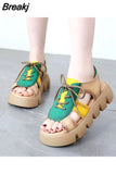Strap Beige Heeled Sandals Female Shoe Espadrilles Platform Med Increasing Height Muffins shoe 2023 Summer Clogs Wedge