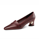 Breakj Pointed Light Mouth Heel Single Shoes Women's Coarse Leather Shoes 2025 Spring And Autumn New Fashion Large Size Women's