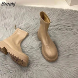 New Platform Shoes Women Boots Round Toe Zipper Spring Autumn Fashion Ankle Female Botines De Mujer Chelsea