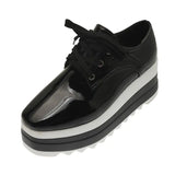 Breakj New Women Flat Platform Shoes Slip on Moccains Ladies Casual Shoes Woman Thick Sole Brogue Creepers Frenulum