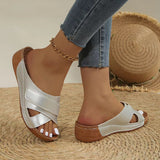 Women Wedge Sandals Premium Orthopedic Open Toe Sandals Vintage Anti-Slip Leather Casual Female Platform Retro