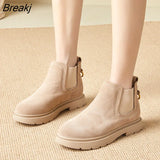 Women's British Style Boots 2023 New Frosted Leather Medium Boots European and American Medium Heel Fashionable Women's