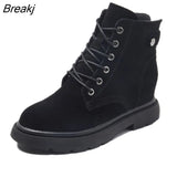 Leather Shoes Women Boots Warm Shoes Cow Leather Women Ankle Boots Autumn Winter Footwear Height Increasing 6.5cm