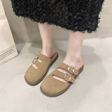 Woman 2024 Trend Women's Suede Mules Slippers Platform Flats Boston Clogs Sandals Fashion Outdoor Slip on Beach