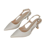 Breakj Women 2025 Summer New French Sharp Tip Fine Heel Single Shoes With Temperament Bao Head Hollow