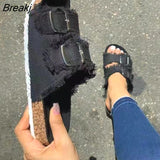 Shoes Women Comfortable Sandals Ladies Slip-on Wedge Sandals Sports Beach Walk Shoes Summer Fashion Denim Casual