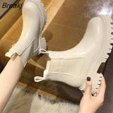Autumn Winter Chelsea Boots Women Platform Ankle Boots For Women Fur Short Chunky Punk Gothic Shoes ankle boots botas