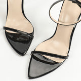 Breakj With Ankle With Ankle-Tip Tip-Skinned High-Heeled Sandals Patent Leather Black High