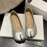 Ninja Shoes Woman Microfiber Leather Comfy Flats Split Toe Slippers Soft Bottom Loafers Brief Ladies Trotter