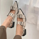 Autumn Women's Pumps Casual Shoes Crude Heel Pointed Toe Belt Buckle Female Shoes High Quality Luxury Sandals New
