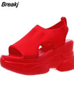 Straps Espadrilles Platform Clogs Wedge Female Shoe 2023 Women's Open Toe Increasing Height High Heels Muffins shoe