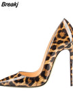 Women Pumps Leopard White Shoes Woman High Heels Stiletto Evening Shoes Patent Leather Sexy Designer Heels QP033