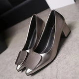 for Woman 2023 Red Pointed Toe Women's Summer Footwear Office with Medium Heels Square Free Shipping and Low Price Trend