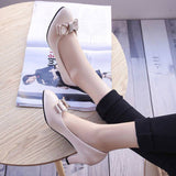 Women High Heels Low Heels Fashion Bow patent leather Professional Work Casual Shoe Woman Wedding Party Shoes Large Size