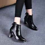 Stiefel Women Classic High Quality Black Pu Leather High Heel Boots Ladies White Autumn Winter Long Boots Botas