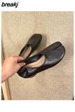 Fashion Split Toe Flats Shoes Women Slip On Casual Loafers Chunky Heel British Oxford Shoes Soft Moccasins Zapatos De