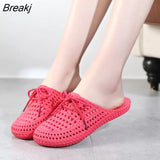 Women Slippers Mules Shoes Woman Closed Toe Breathable Flip Flops Hollow Light Lace Up Outdoor Flats Sandals Beach