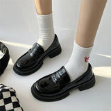jane lolita Oxford Shoes for Women Shoes Woman Slip on Square Platform Shoes Round Toe Loafers Solid Leather Casual