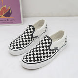 Chessboard Canvas Shoes for Women Casual Sneakers Ladies Walking Shoes Slip on Loafers Sport Shoes Baskets Femme