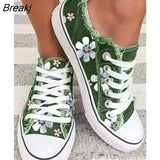 Women's Shoes Fashion Flower Canvas Shoes Women Lace-up Flats Shoes Platform Casual Shoes Women Loafers Zapatos